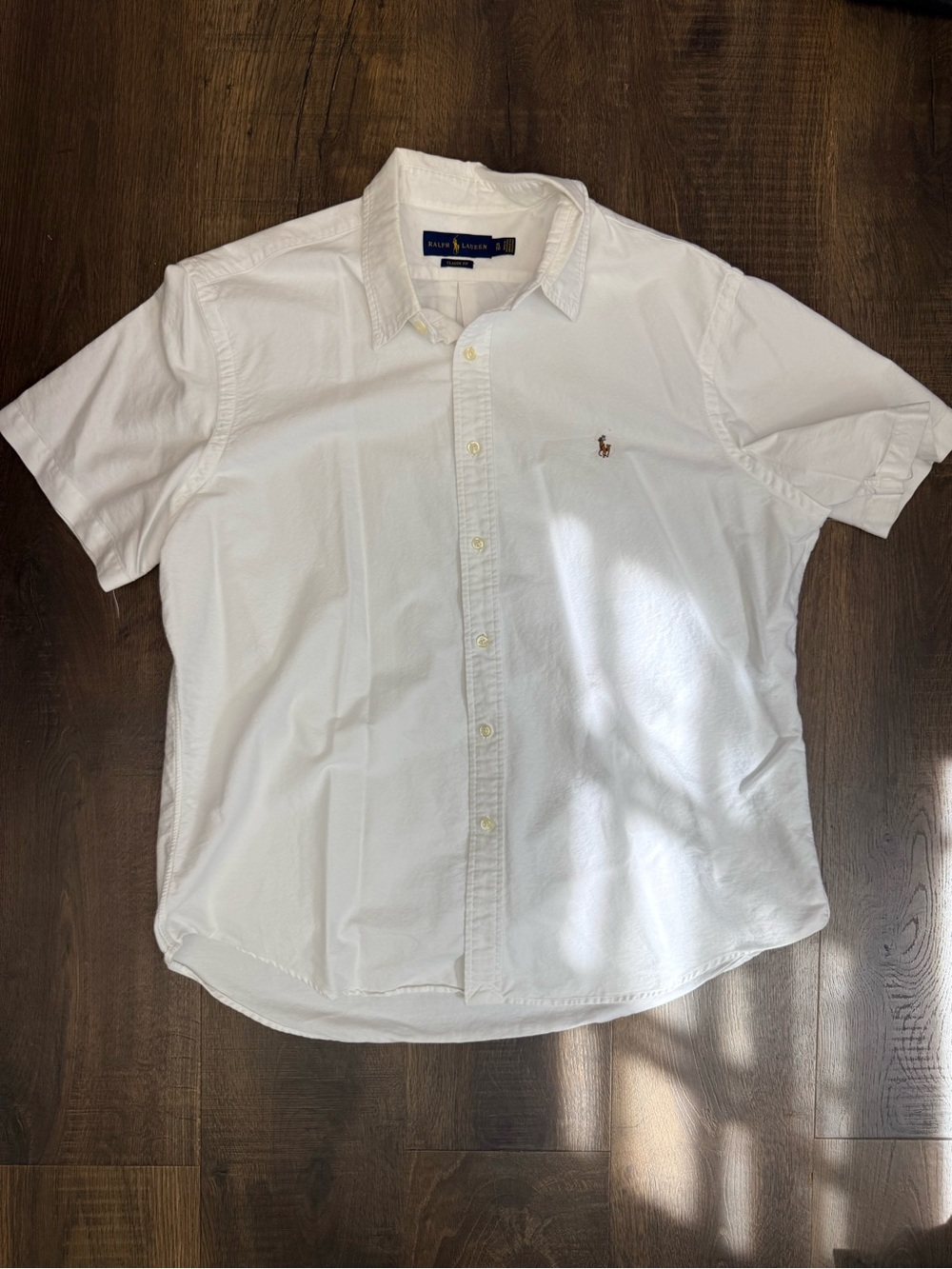 Ralph Lauren White Short-Sleeve Button-Down Shirt